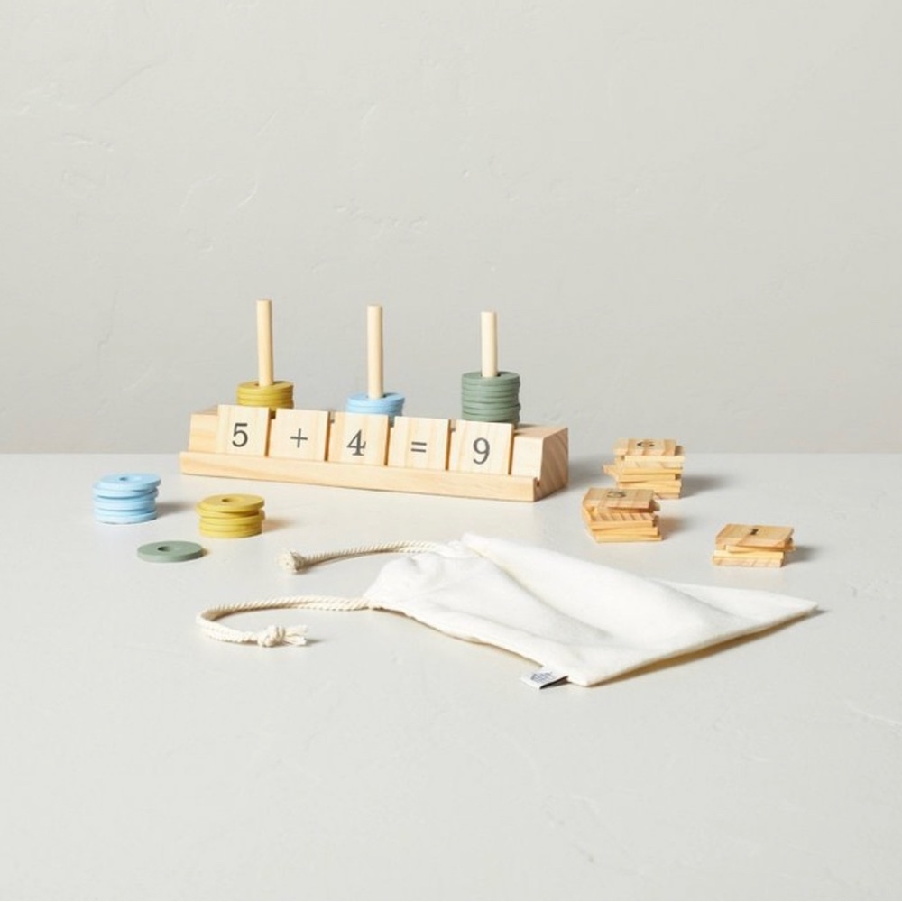 Hearth and Hand with Magnolia Wooden Toy Abacus/Addition Subtraction Tile Game